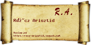 Rácz Arisztid névjegykártya
